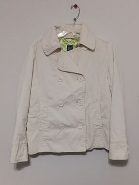 GAP Double-Buttoned Cream Pea Coat